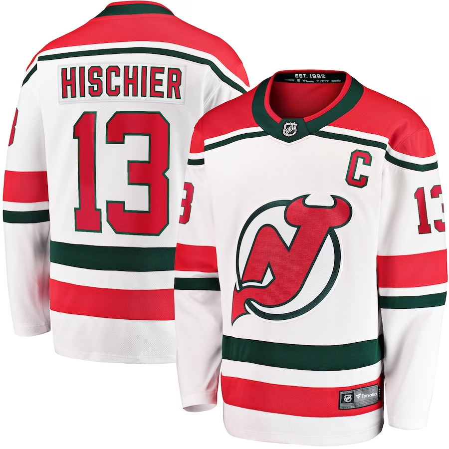 Men's New Jersey Devils Nico Hischier #13 White Jersey
